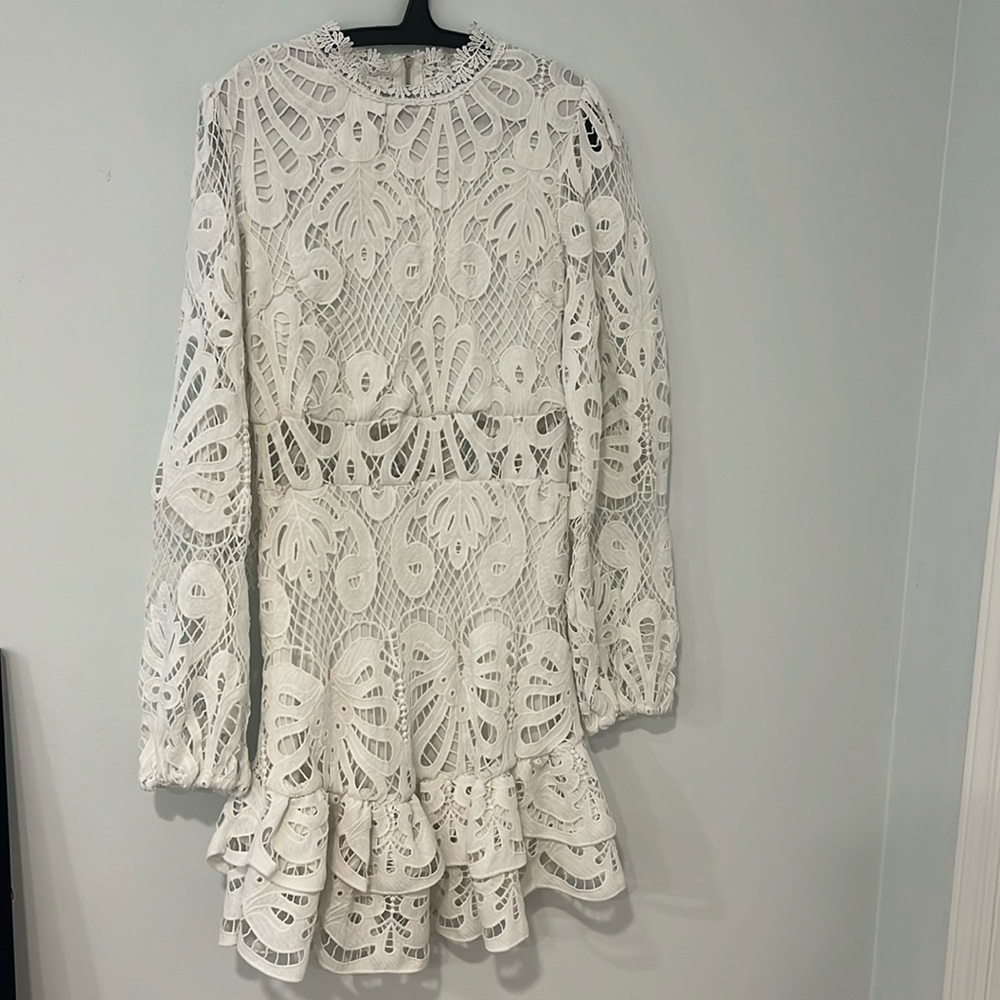 White textured mini dress, see through on stomach never worn!!!